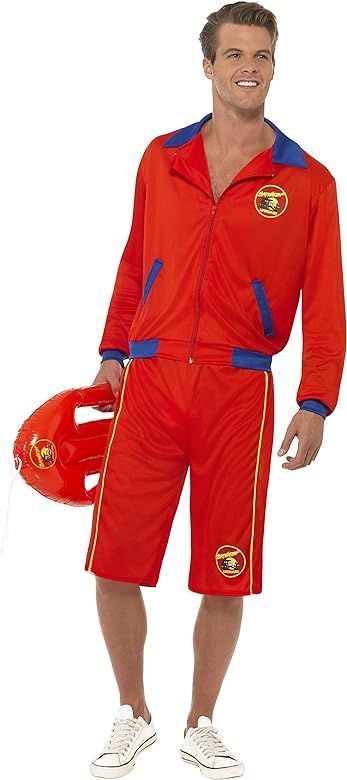 Baywatch Beach Movie Lifeguard Costume Sexy Mens Red Jacket N' Long Shorts MD-LG | Amazon (US)