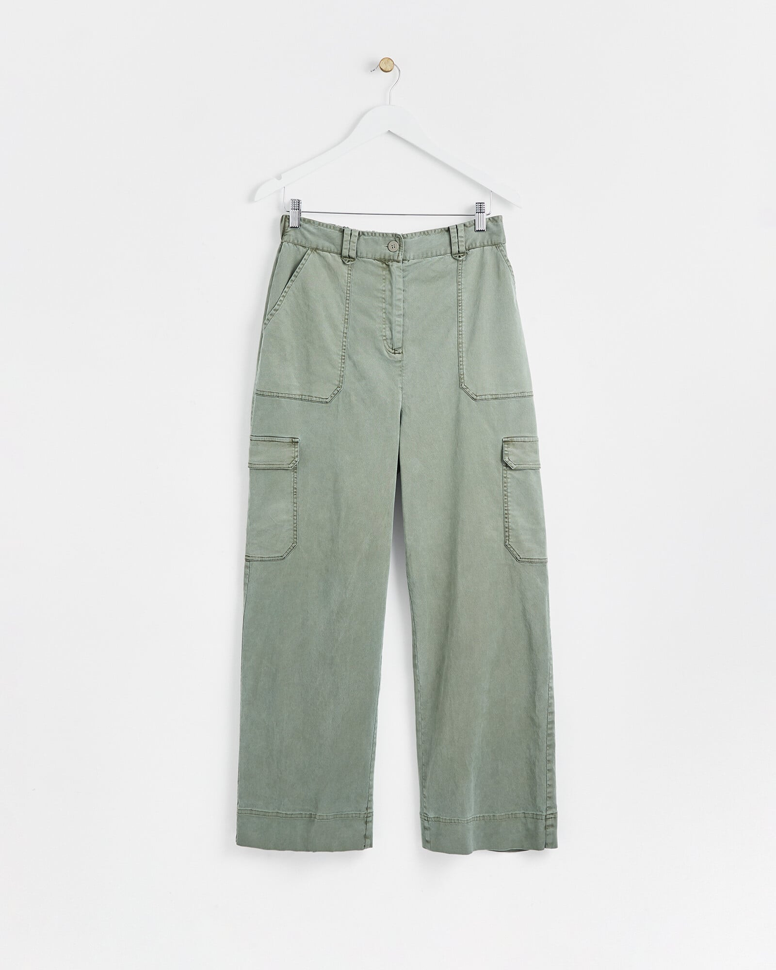 Wide Leg Green Cargo Trousers | Oliver Bonas | Oliver Bonas (Global)
