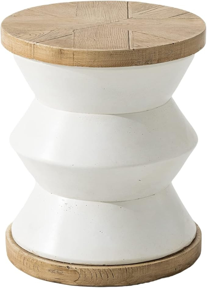 SUNBURY Concrete Side Table, White Outdoor Side Table for Patio, 14" Outdoor Accent Table Patio S... | Amazon (US)