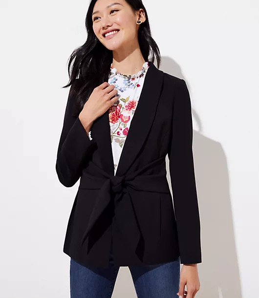 Long Tie Waist Blazer | LOFT