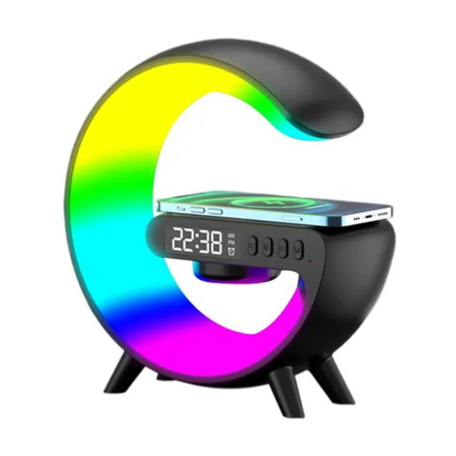 BLOPQ LED Atmosphere Night Light Wireless Charger RGB Bluetooth Speaker Desk Lamp Gift-Black | Walmart (US)