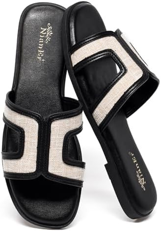 NianEr Womens Microfiber Leather Comfort Foam Support H Sandals Square Toe Dress Dressy Slip On C... | Amazon (US)