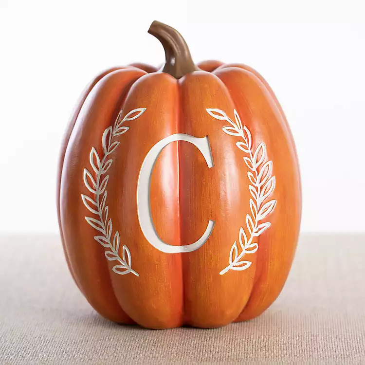 Orange Monogram C Pumpkin Statue | Kirkland's Home