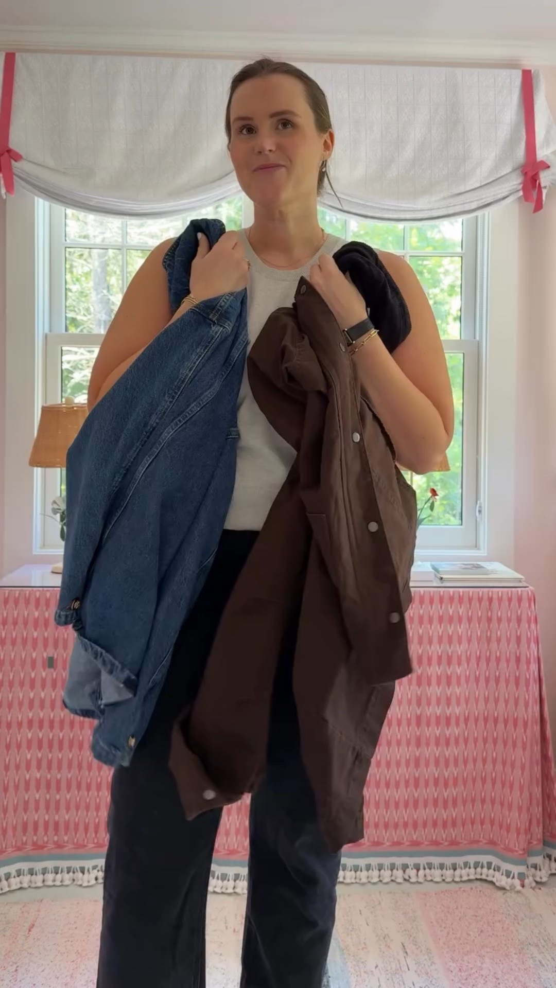 Two jackets I recently bought that I am excited to wear this fall!! 
Jacket details: 
Chocolate Brown Canvas Barn Jacket from @oldnavy 
$59.99 (I bought mine on sale, so it was more like $40!) 
size notes: I found true to size, mine is size XL-Tall 

Luca Oversized Denim Jacket from @aninebingofficial 
$350
size notes: runs big, I sized down to a L from my usual XL 

#LTKFindsUnder100 #LTKMidsize #LTKSeasonal