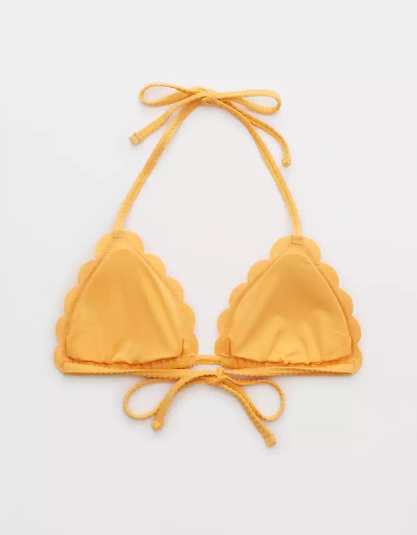 Aerie Waffle Scalloped String Triangle Bikini Top | Aerie