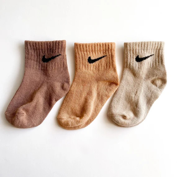 Nike Neutral Kids Socks Custom Hand Dyed, Infant, Toddler, Youth Everyday Socks, Minimal,Cute Gif... | Etsy (US)