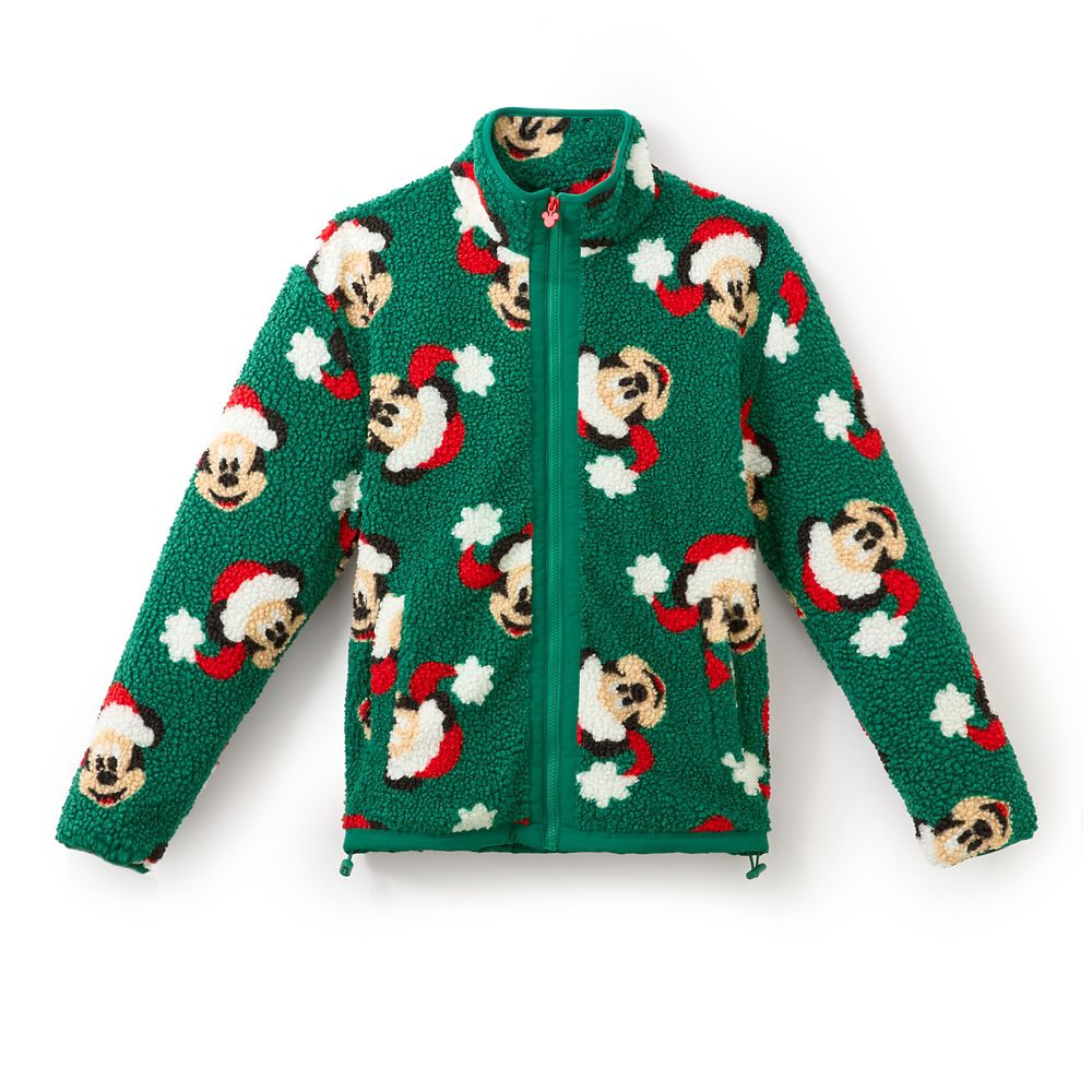 Santa Mickey Mouse Faux Shearling Zip Jacket for Adults | Disney Store