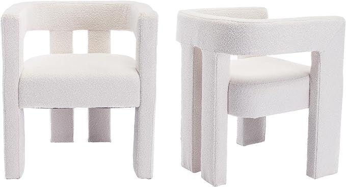 Boucle Dining Chair Set of 2, Modern Barrel Accent Chairs for Living Room, Sherpa Armchair Comfy ... | Amazon (US)