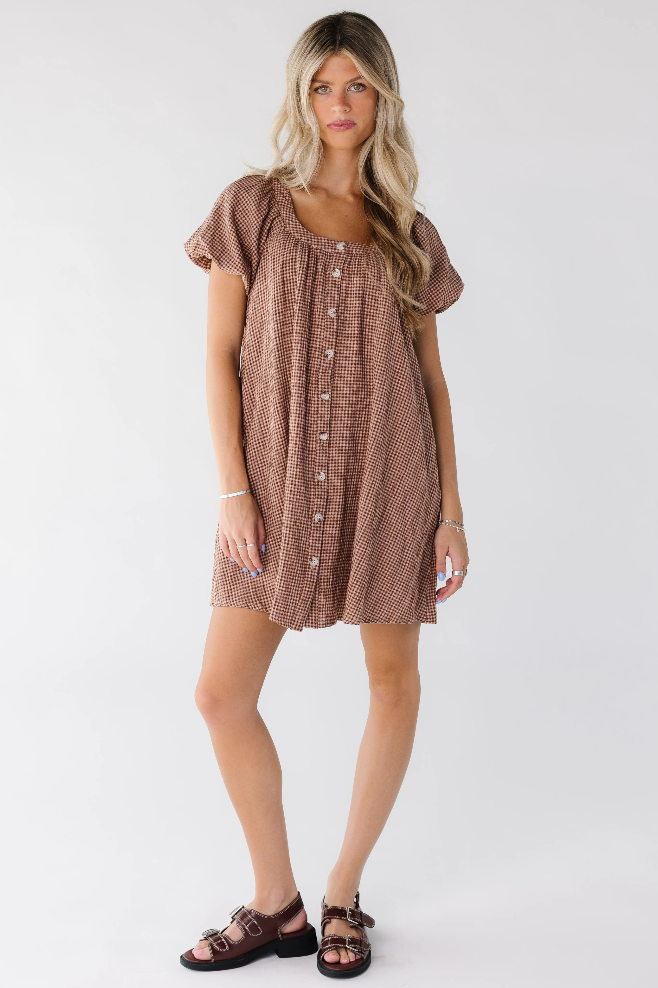 Brass & Roe Ellie Gingham Knee Dress | Called To Surf