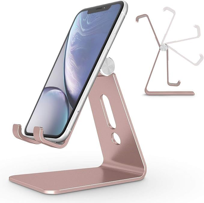 Adjustable Cell Phone Stand, OMOTON Aluminum Desktop Cellphone Stand with Anti-Slip Base and Conv... | Amazon (US)