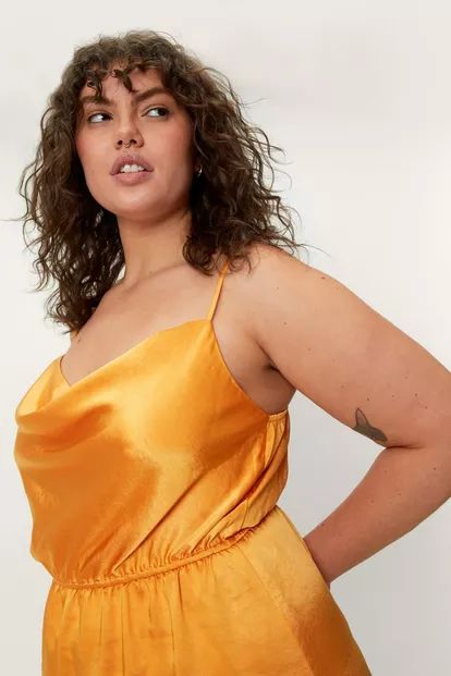 Plus Size Cowl Neck Satin Mini Dress | Nasty Gal (US)