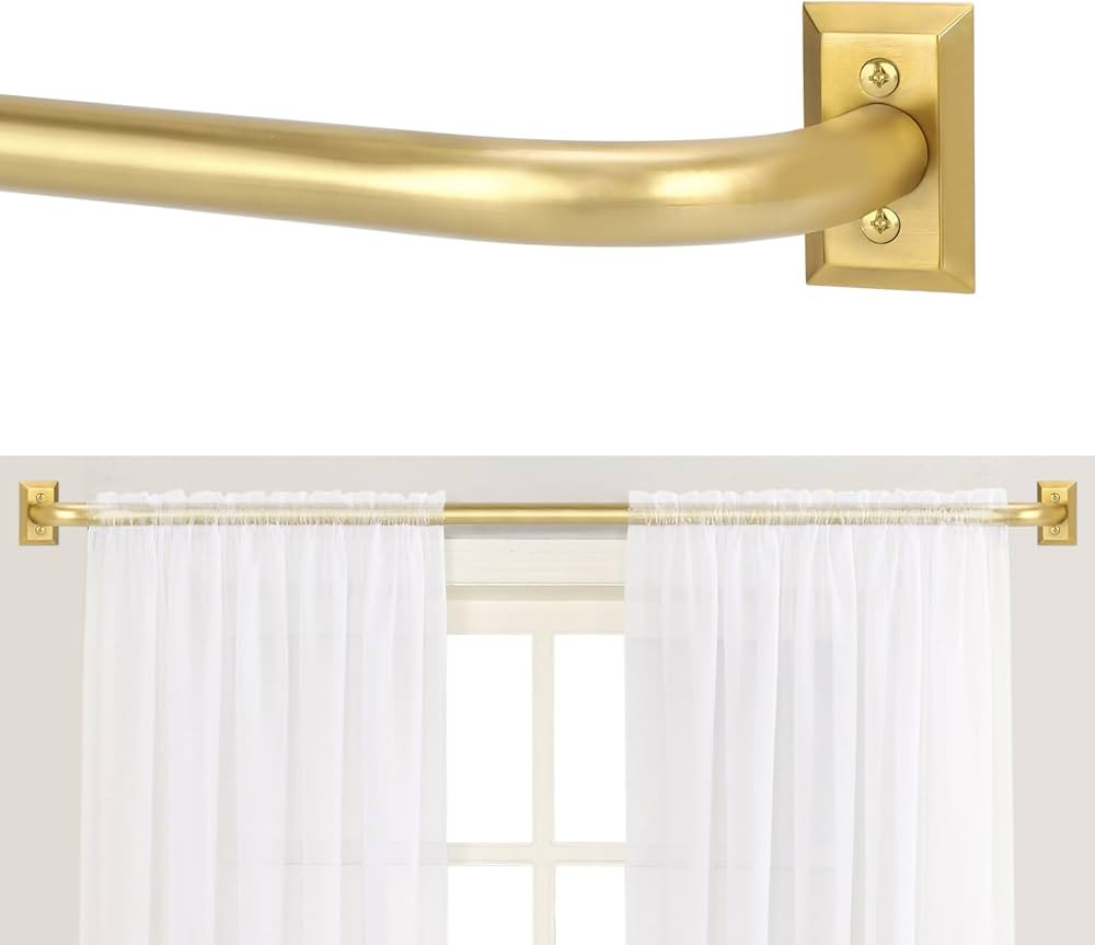 Gold Wrap Around Curtain Rods 28 to 48 Inch:Blackout Heavy Duty Adjustable Window Curtain Rod Roo... | Amazon (US)