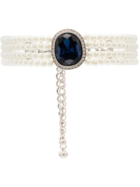 Kenneth Jay Lane gold-tone Crystal And pearl-embellished Choker Necklace - Farfetch | Farfetch Global