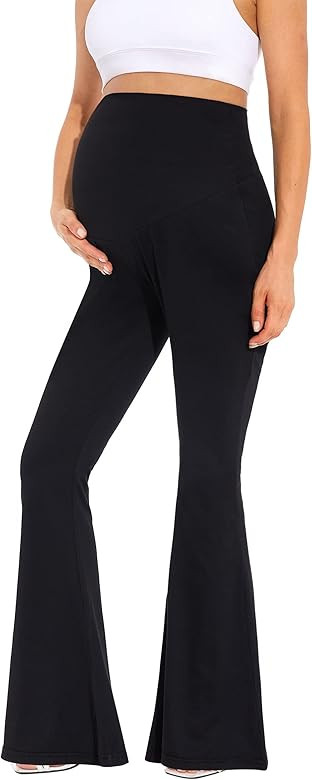 Maternity Flare Pants Over The Belly/Stretchy Palazzo Bell Bottom Leggings Yoga Casual Work(Size:... | Amazon (US)