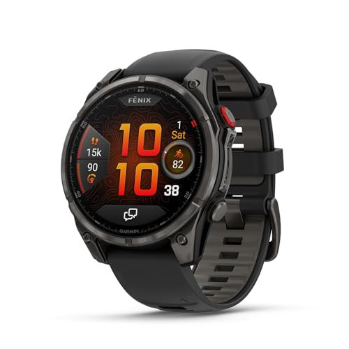 Garmin fēnix® 8 Pro, 51mm, AMOLED Display, Premium Connected Multisport GPS Smartwatch, inReach® Technology, Sapphire, Carbon Gray DLC Titanium with Black/Pebble Gray Silicone Band | Amazon (US)