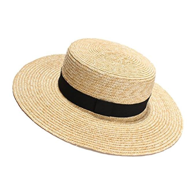 Womens' Panama Sun Hat Boater Handwoven Straw Hat for Summer | Amazon (US)