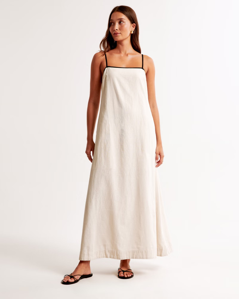 Shift Linen-Blend Maxi Dress | Abercrombie & Fitch (UK)