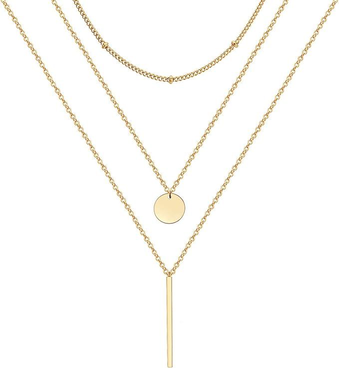 Dainty Layered Necklaces for Women Real Gold Plated Coin Choker Necklace Women Jewelry | Amazon (US)