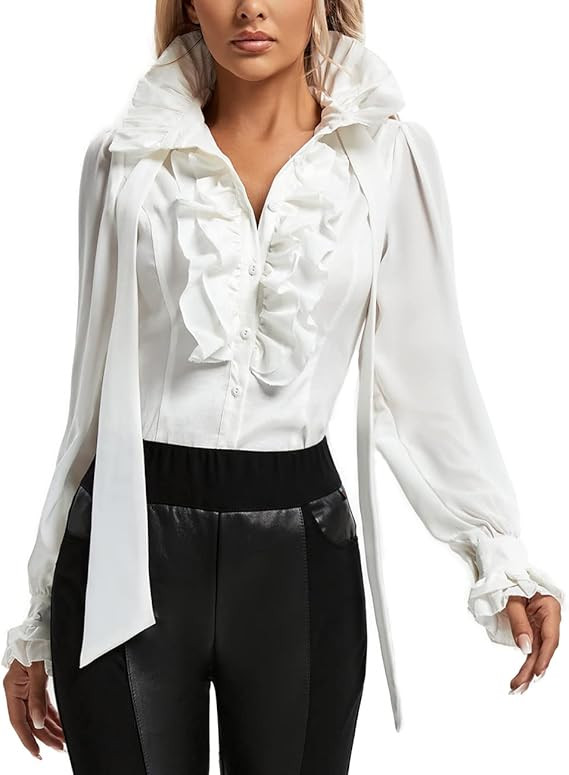 Women Victorian Renaissance Pirate Shirt Gothic Vampire Medieval Tops | Amazon (US)