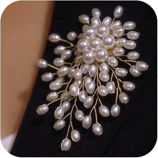 Dainty Large White Oval Pearl Flower Blooming Brooch Pin for Women, Statement Pearls Floral Brooc... | Amazon (US)