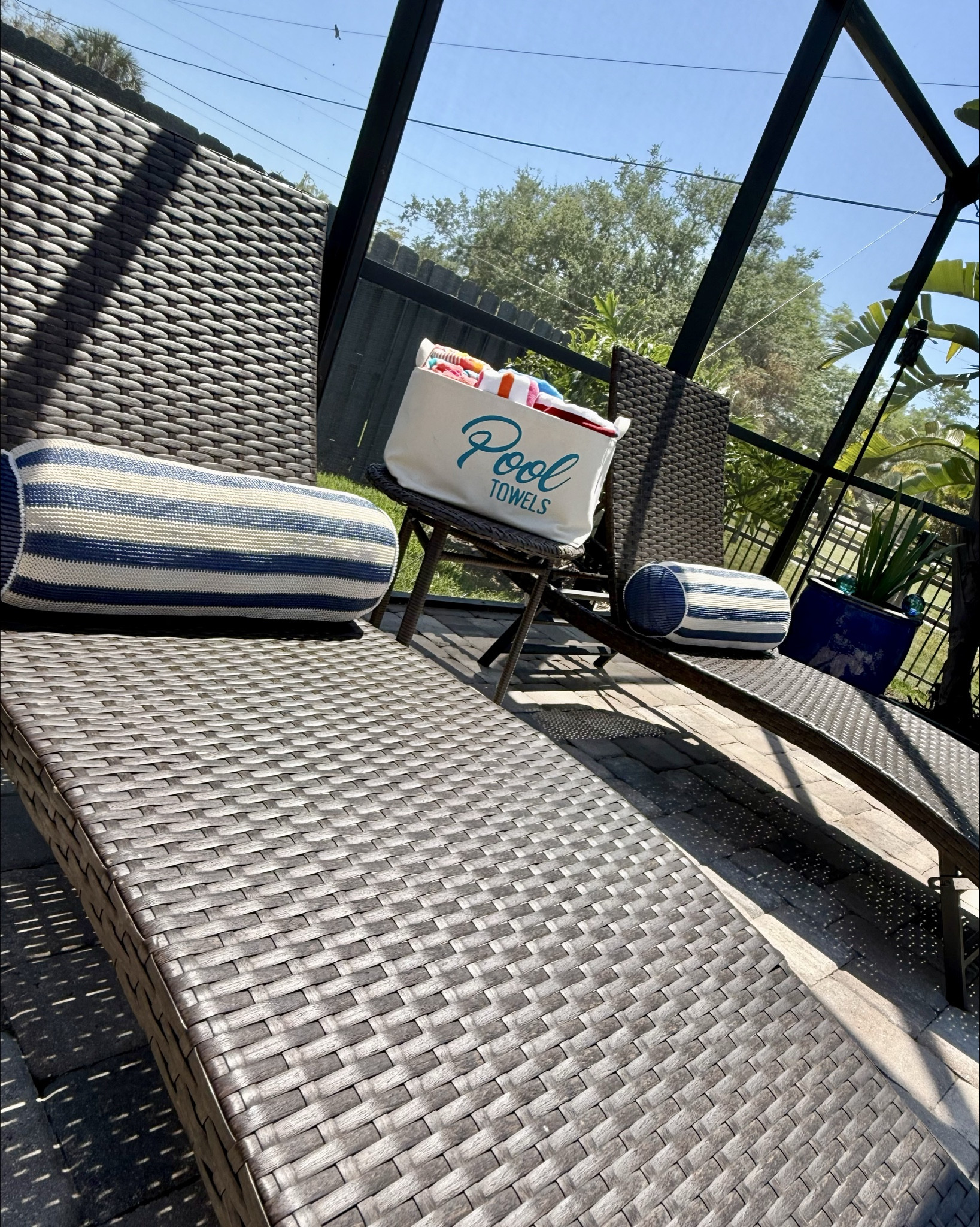 Pretty proud of my new plant that I planted myself I do not have green thumb by any means - it looks perfect next to the pool loungers and how cute is this pool towel tote?!

#LTKHome #LTKSwim