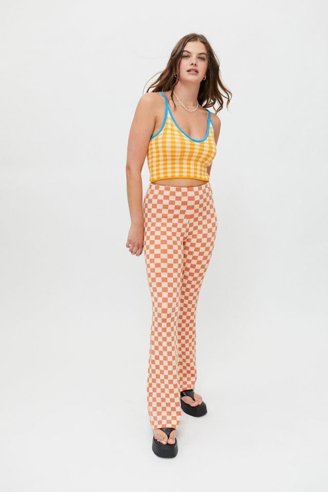 UO Checkered Knit Flare Pant | Urban Outfitters | Urban Outfitters (US and RoW)