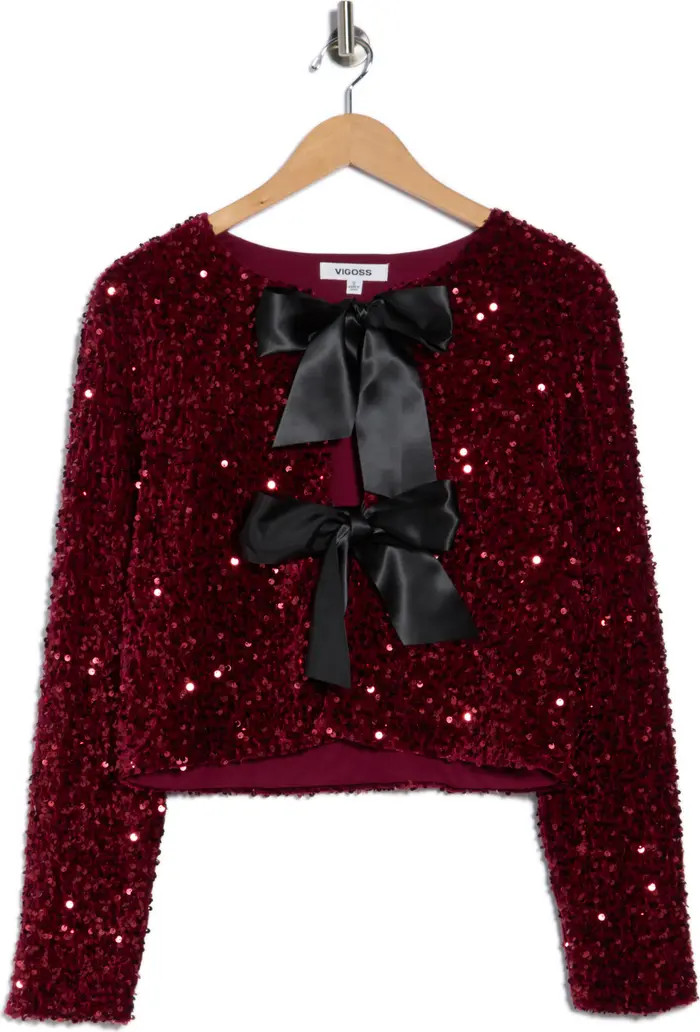 Vigoss Satin Bow Sequin Jacket | Nordstromrack | Nordstrom Rack