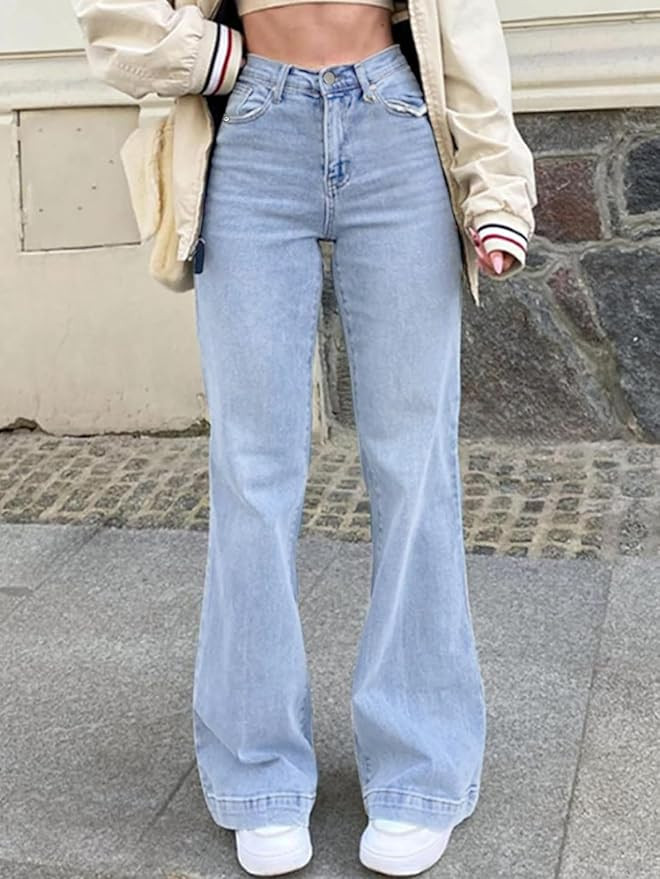 Women's Relaxed Wide Leg Jeans Elastic Waist Lightweight Denim Pants for Casual & Daily Wear | Amazon (US)