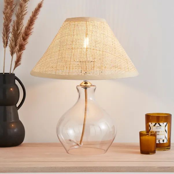 Wescott Glass & Cane Table Lamp | Dunelm