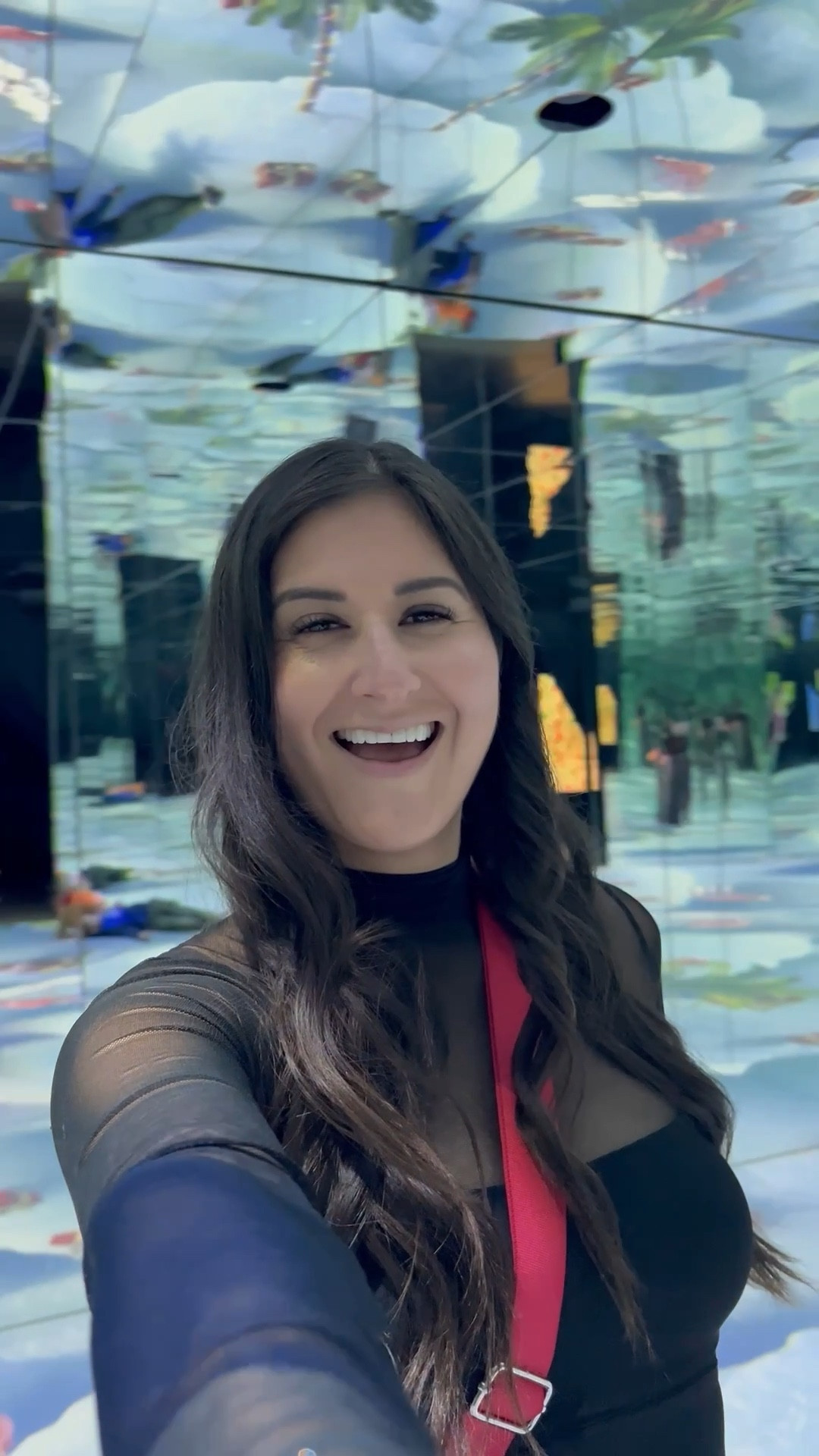 Visited the artechouse in Houston! It was holiday themed. I wore this sheer bodysuit with tartan pants. 👖 I’ve worn this top so much and I love it. Spot it in my LTK for more outfit ideas. 

#LTKHoliday #LTKSeasonal #LTKootd