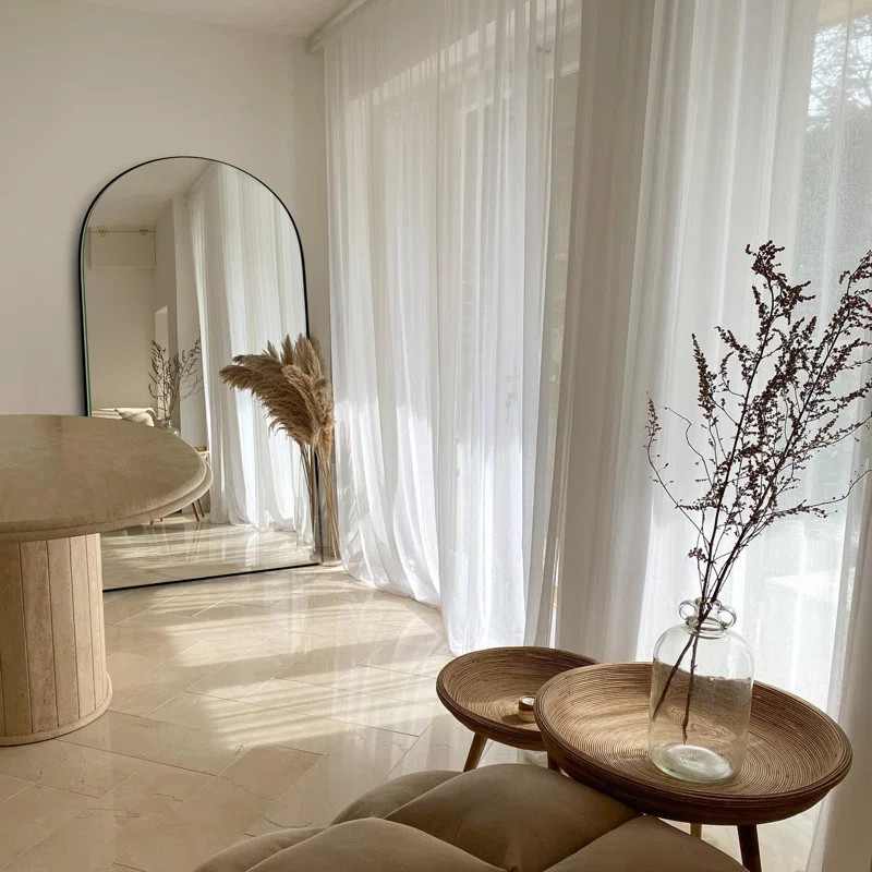 Leeron Oversized Arch Solid Wood Floor Mirror with Stand | Wayfair North America