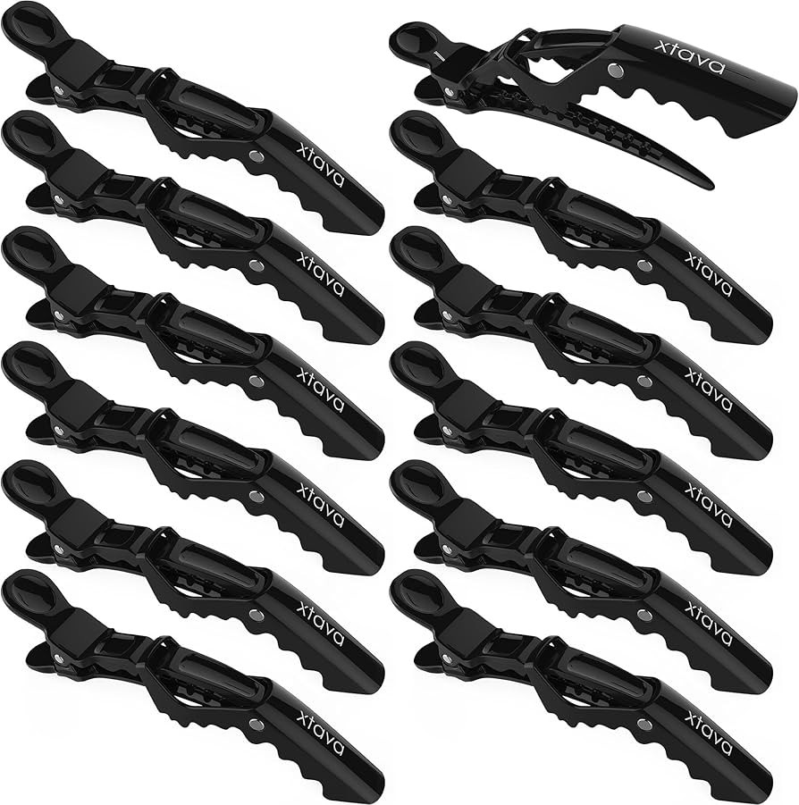 Xtava Styling Hair Clips for Women - 12 pcs Professional Plastic Hair Sectioning Clips - Durable ... | Amazon (US)
