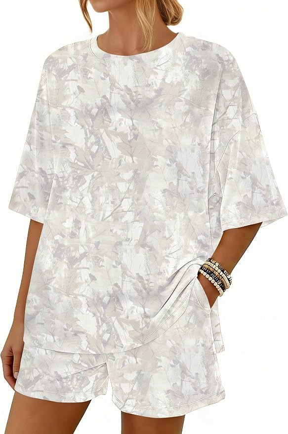 Eutten 2 Piece Short Sets for Women Summer Short Sleeve Shirt Top Camo Outfits Casual Matching Lo... | Amazon (US)