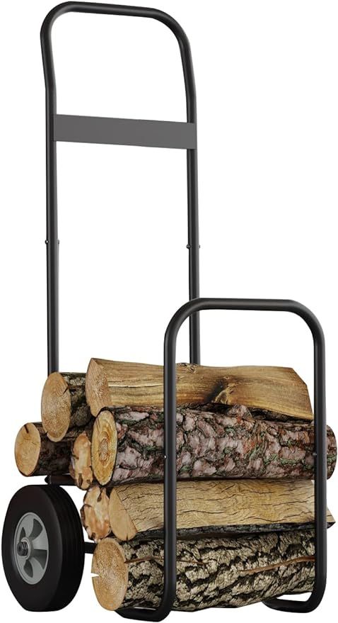 Fire Beauty Firewood Log Cart Carrier, Outdoor and Indoor Wood Rack Storage Mover, Rolling Dolly ... | Amazon (US)