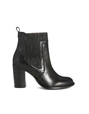 Dune Natties Leather Heeled Ankle Boots - Black leather | ASOS US