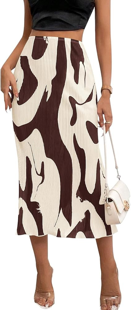 PRETTYGARDEN Women's 2024 Summer High Waist Graphic Print A Line Pleated Long Skirts for Women Tr... | Amazon (US)