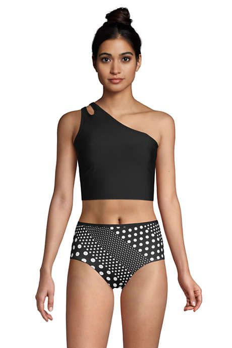 Women's Chlorine Resistant One Shoulder Bikini Top Swimsuit with Removable Adjustable Strap | Lands' End (US)