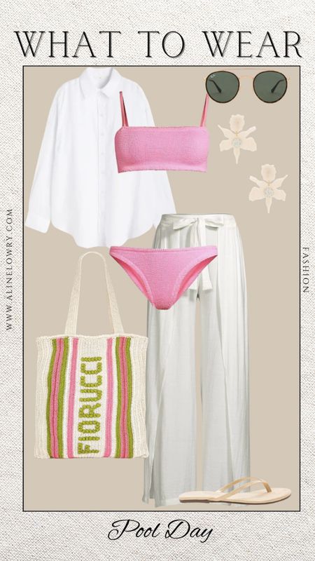 What to wear for a pool day.  Super cute pool outfit with a touch of color. 

#LTKSeasonal #LTKstyletip #LTKU