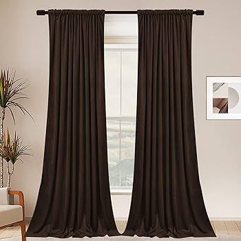 SNITIE Brown 96 in Long Velvet Curtains with Back Tab and Rod Pocket Thermal Insulated Soft Priva... | Amazon (US)