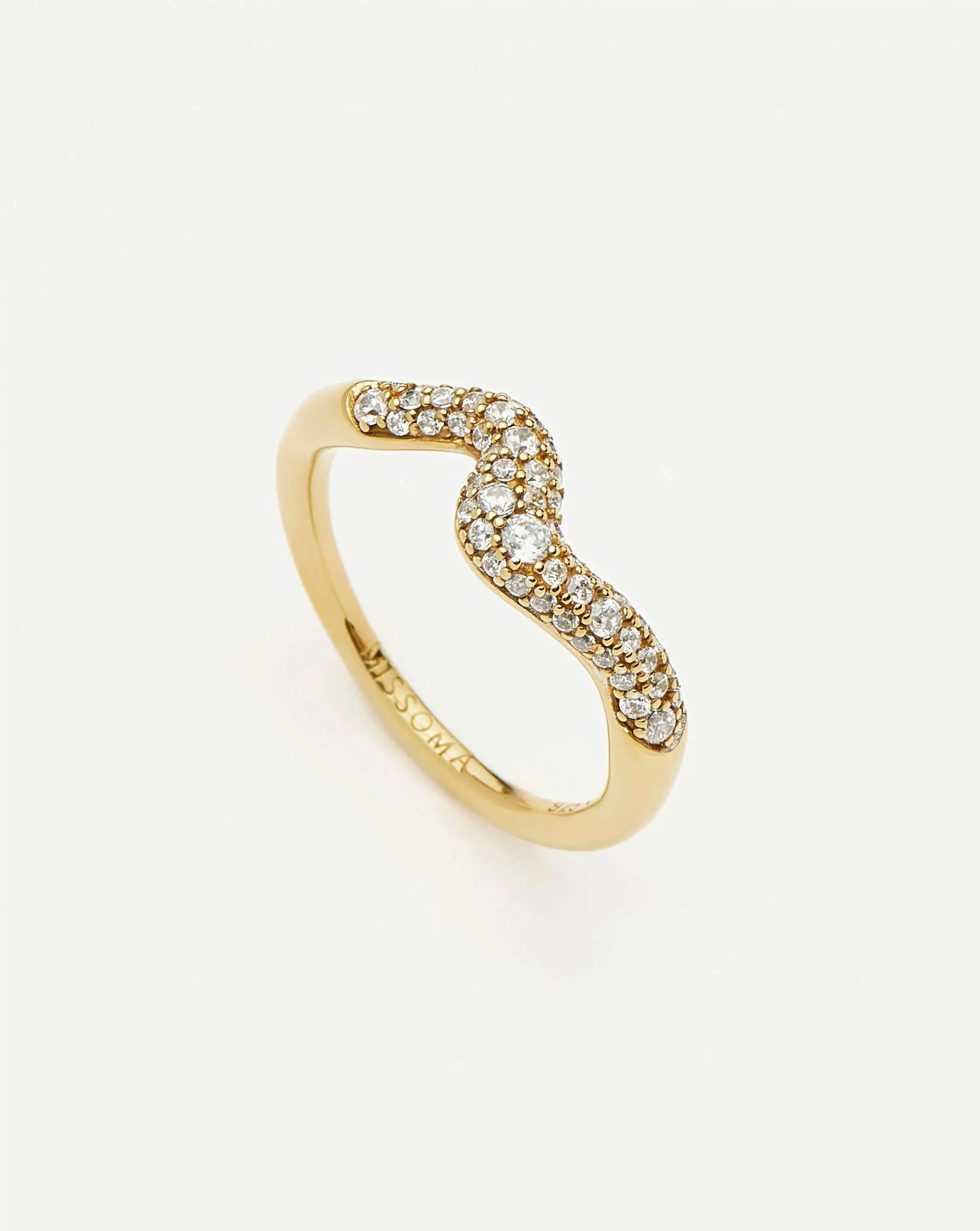 Molten Snow Stacking Ring | 18ct Gold Vermeil/Cubic Zirconia Rings | Missoma UK