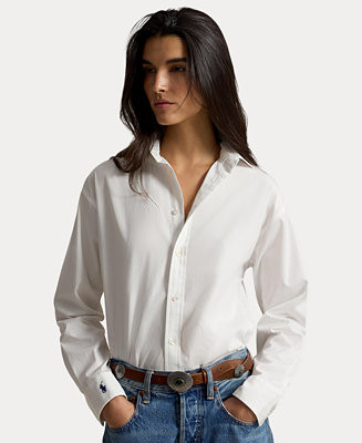 Women's Relaxed-Fit Cotton Shirt | Macy's
