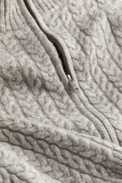 Zip-top cable-knit jumper - Beige - Ladies | H&M GB | H&M (UK, MY, IN, SG, PH, TW, HK)