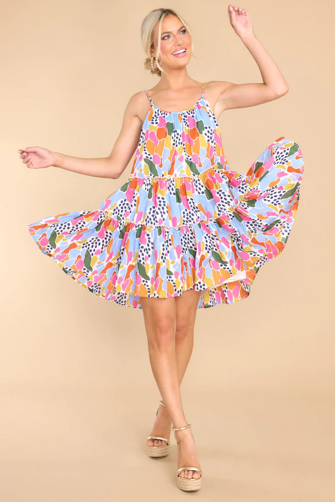 Just One Twirl Ivory Multi Print Dress | Red Dress 