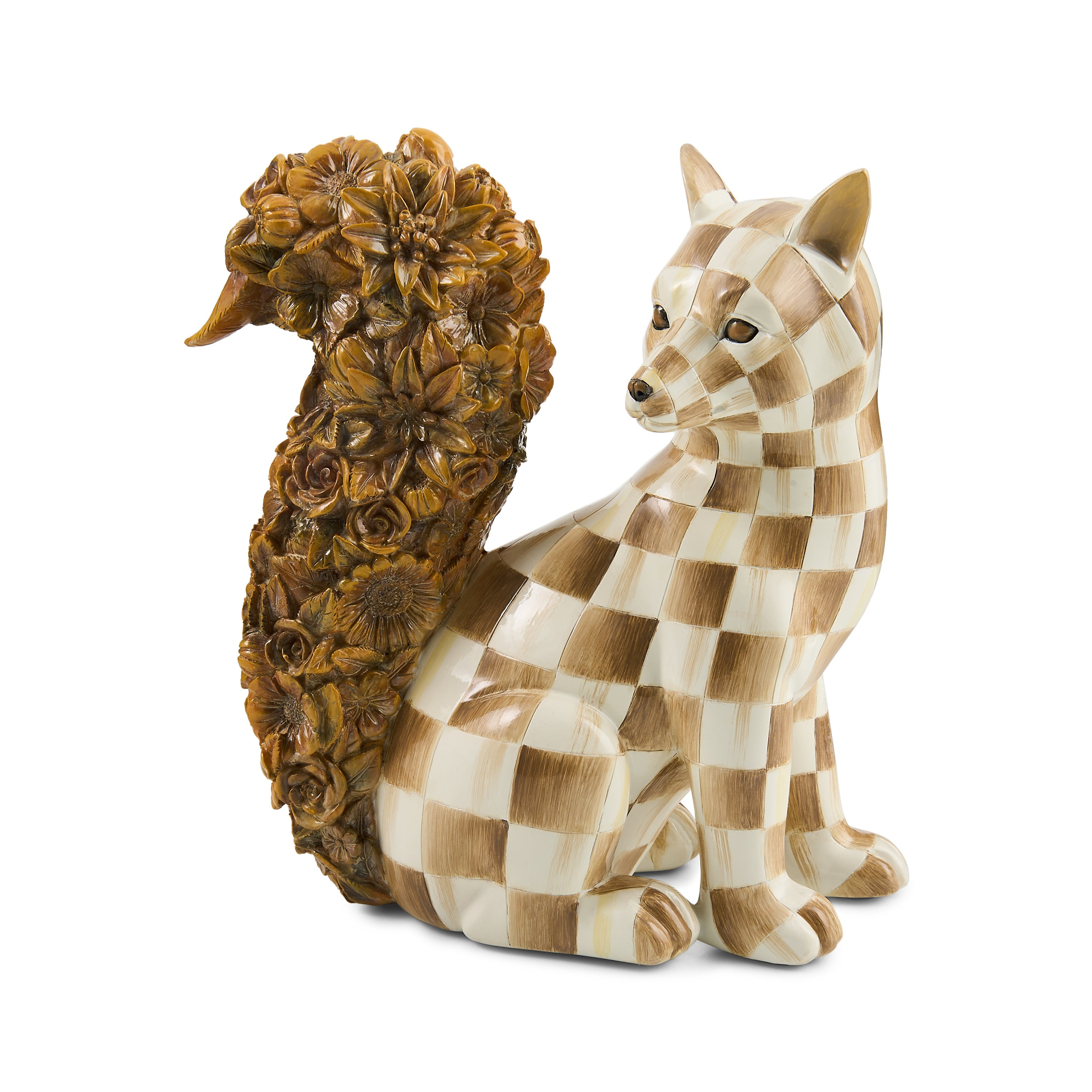 MacKenzie-Childs Mocha Check Fox Figurine | MacKenzie-Childs