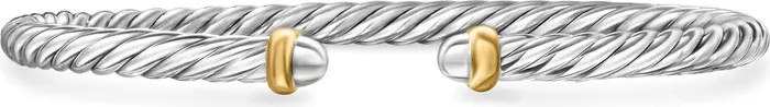 David Yurman Cable Flex Bracelet in Sterling Silver with 14K Yellow Gold, 4mm | Nordstrom | Nordstrom