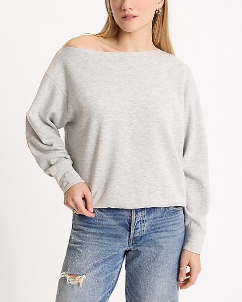 Relaxed Luxe Lounge Off The Shoulder Sweatshirt | Express