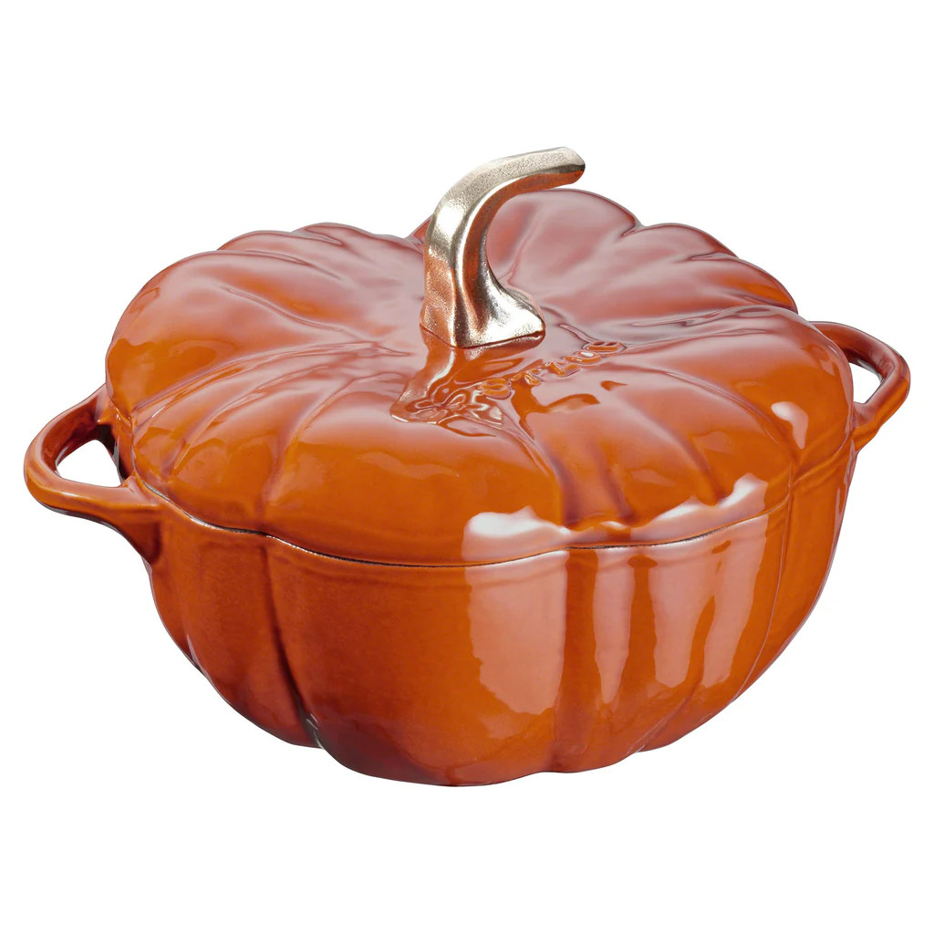 Cast Iron Pumpkin Cocotte, Dutch Oven, 3.5-quart, serves 3-4, Made in France, Burnt Orange | Over The Moon