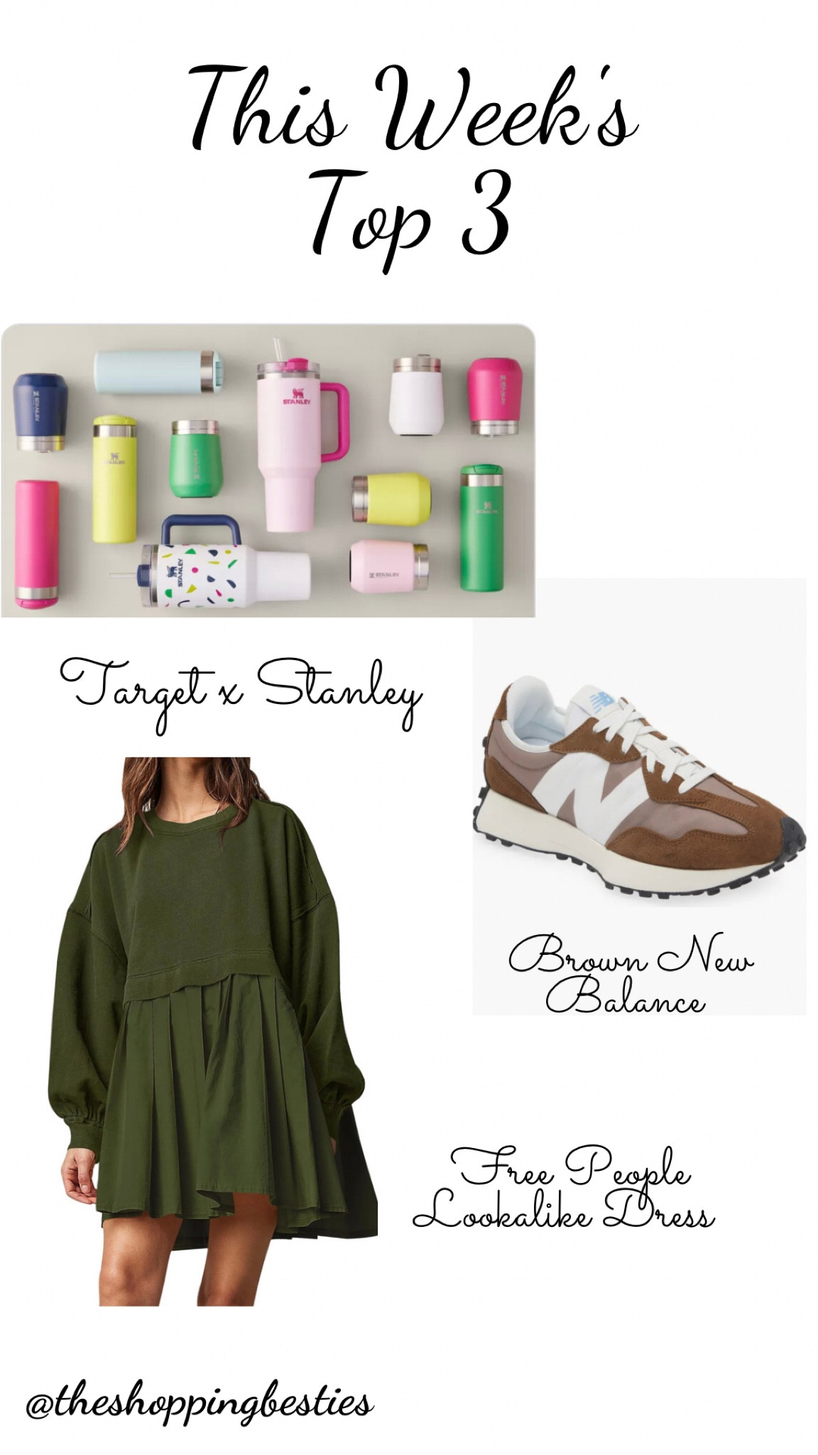 Top 3 Items from our instagram for the week of October 23, 2023

Stanley, new balance, free people lookalike dress, midsize, gift for her, sneakers 

#LTKU #LTKshoecrush #LTKfindsunder100