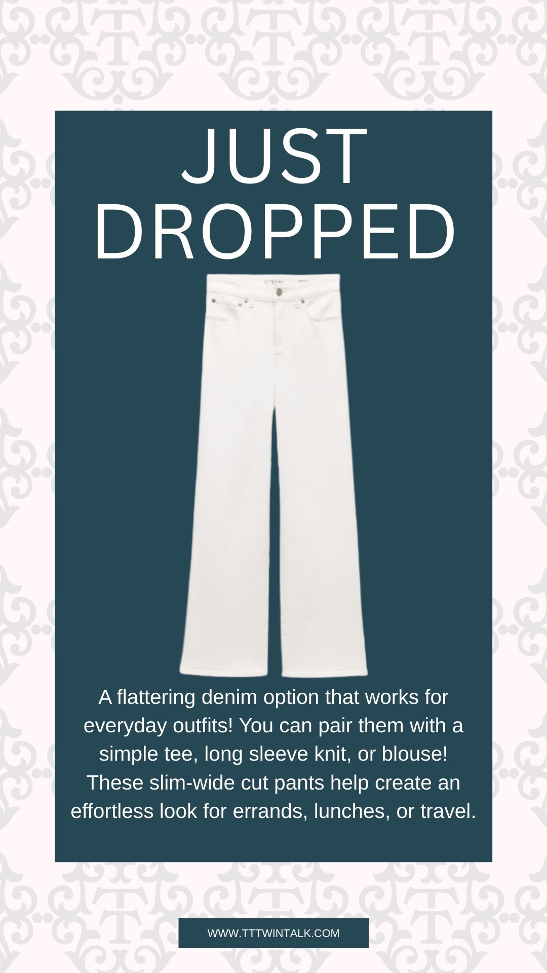 A flattering denim option that works for everyday outfits! You can pair them with a simple tee, long sleeve knit, or blouse! These slim-wide cut pants help create an effortless look for errands, lunches, or travel.

#LTKSeasonal #LTKOver40 #LTKMidsize