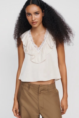 WAYF Ruffled V-Neck Top | Anthropologie (US)